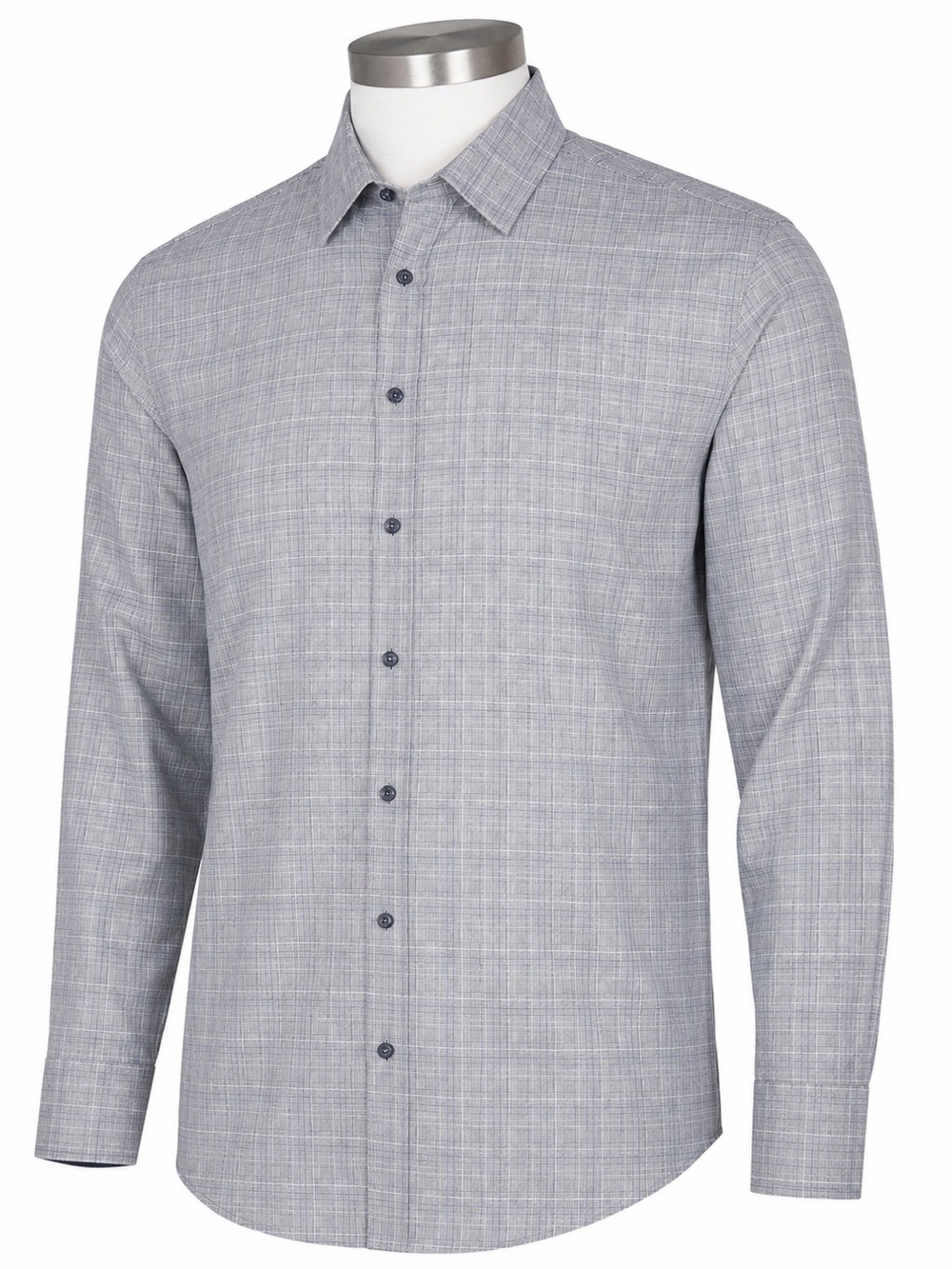 Men’s Tasso Elba Long Sleeve Button Down Shirt XXL Gray Plaid Textured